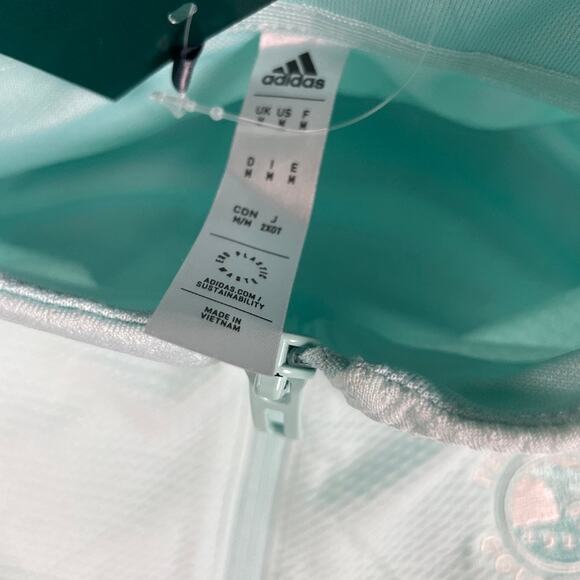 Adidas Pebble Beach Women's Medium Flash Aqua Textured Zip Layer Jacket IA3511 - Picture 5 of 13